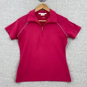 Nike Golf Shirt Womens XS (0-2) Pink Dri Fit Short Sleeve 1/4 Zip Activewear Top